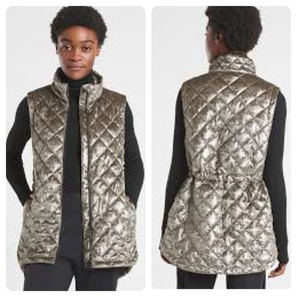 Athleta Whisper Metallic Velvet Zip Front Vest XXS - Picture 1 of 10
